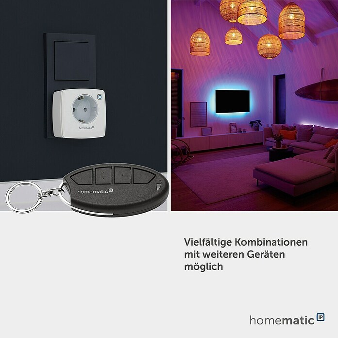 Homematic IP Funkfernbedienung Schlüsselanhänger (Schwarz, 14 x 38 x 75 mm)