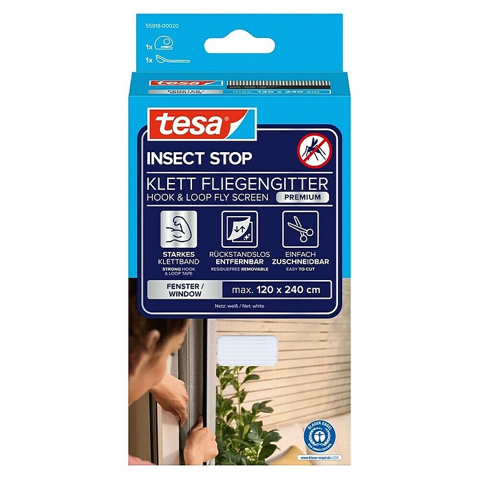 Tesa Insect Stop Inzethor Premium (b x h: 120 x 240 cm, Wit, Montage hor: Met klittenband vastmaken) | BAUHAUS