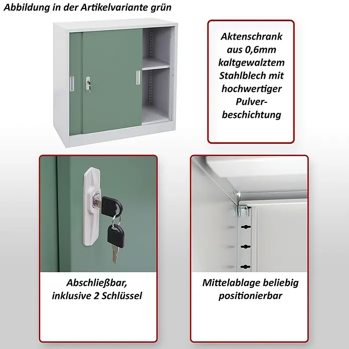 Proregal Aktenschrank klein und abschließbar - Rot