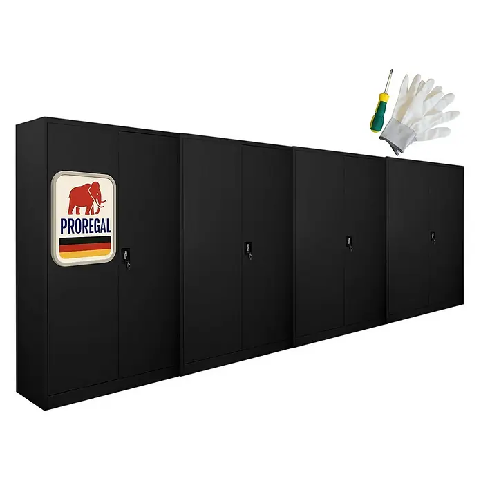 Proregal Aktenschrank Mega Deal 4x ELEPHANT mit 2 Türen, abschließbar - B x T x H: 120 x 40 x 180 cm, Schwarz