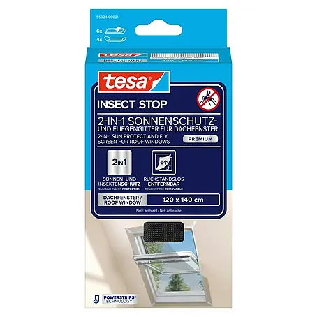 Tesa Insect Stop Sonnen-& Insektenschutz-Gitter für Dachfenster