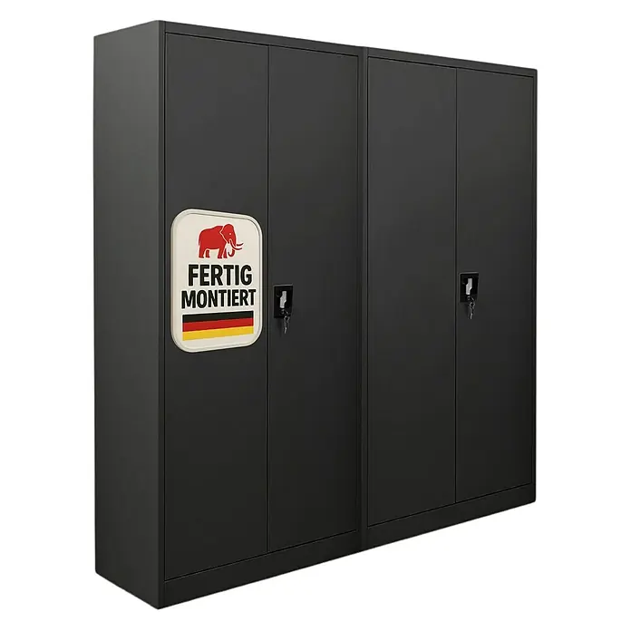 Proregal Aktenschrank Mega Deal 2x ELEPHANT komplett montiert - B x T x H: 80 x 40 x 180 cm, Schwarz