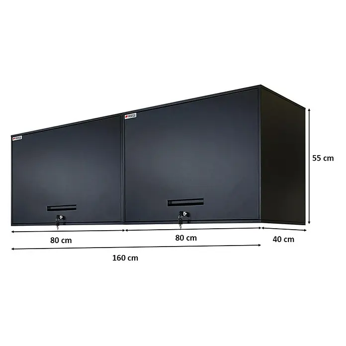 Proregal Hängeschrank Mega Deal 2x Wandschrank ELEPHANT abschließbar - Schwarz