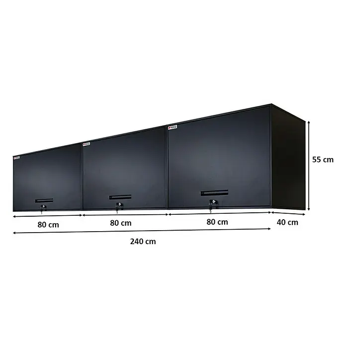 Proregal Hängeschrank Mega Deal 3x Wandschrank ELEPHANT abschließbar - Schwarz