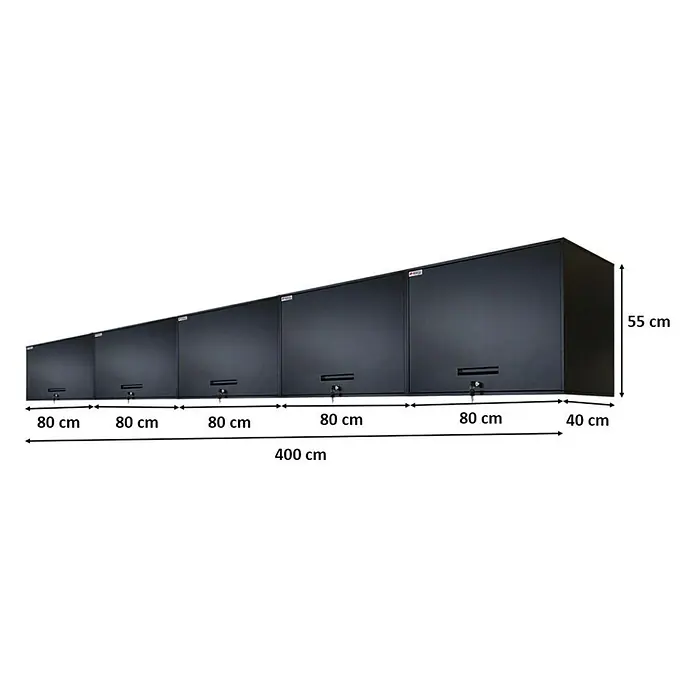 Proregal Hängeschrank Mega Deal 5x Wandschrank ELEPHANT abschließbar - Schwarz