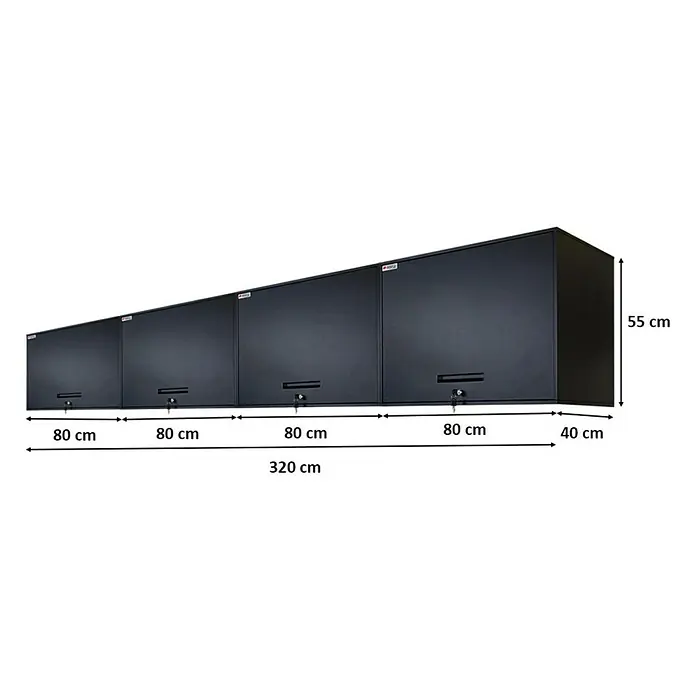 Proregal Hängeschrank Mega Deal 4x Wandschrank ELEPHANT abschließbar - Schwarz