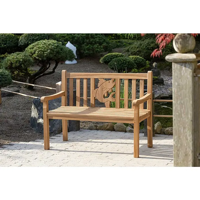 Bene Living Gartenbank Fisch - Teakholz, Natur