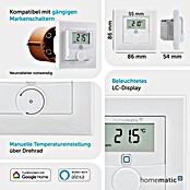 Homematic IP Funk-Raumthermostat (Netzbetrieben, 24 V/50 Hz, 54 x 86 x 86 mm)