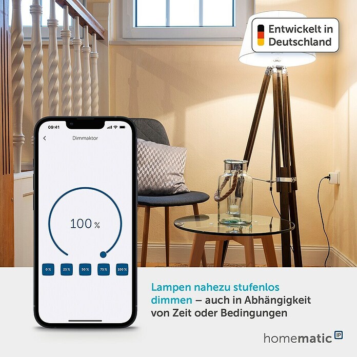 Homematic IP Funksteckdose Phasenabschnittdimmer (Weiß, 230 V/50 Hz)
