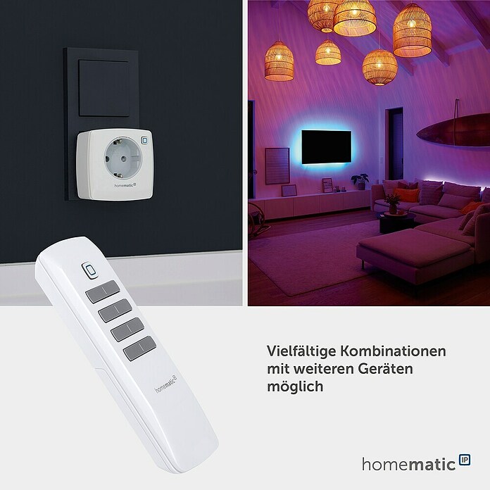 Homematic IP Funkfernbedienung (300 m (Freifeld), Weiß, 19 x 46 x 131 mm)