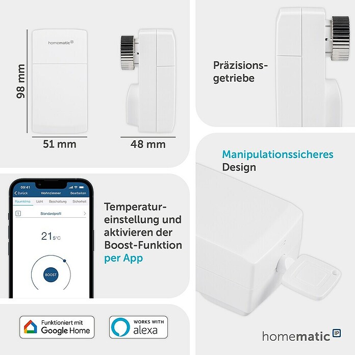 Homematic IP Heizkörper-Thermostat HmIP-eTRV-C-2 (M30 x 1,5 mm, Batteriebetrieben, Weiß) | BAUHAUS