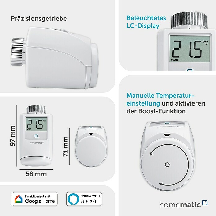 Homematic IP Heizkörper-Thermostat (Ventilanschluss: M30 x 1,5 mm, Batteriebetrieben)
