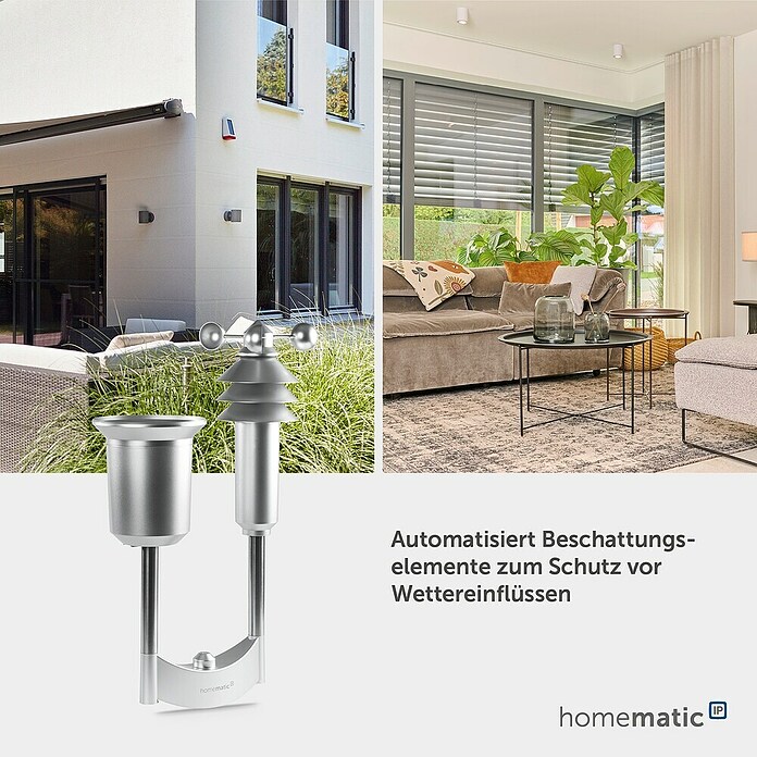 Homematic IP Funk-Wettersensor Plus (Batteriebetrieben, 15 x 35 x 53 cm, Edelstahl)