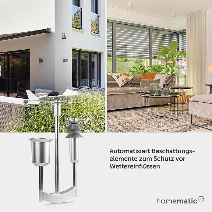 Homematic IP Funk-Wettersensor Pro (Batteriebetrieben, 15 x 40 x 65 cm, Edelstahl)