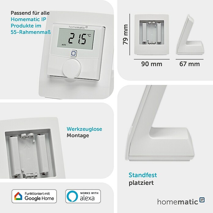 Homematic IP Halterung Tischaufsteller (Batteriebetrieben, 7,9 x 9 x 6,7 cm, Weiß)