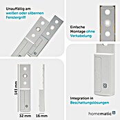 Homematic IP Sensor de ventana (Blanco, 16 x 32 x 143 mm, Funciona con pilas)