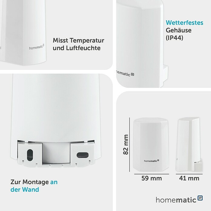 Homematic IP Funk-Temperatursensor (Weiß, 5,9 x 8,2 x 4,1 cm, Batteriebetrieben, IP44)