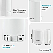 Homematic IP Funk-Temperatursensor (Weiß, 5,9 x 8,2 x 4,1 cm, Batteriebetrieben, IP44)