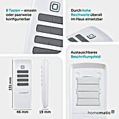 Homematic IP Funkfernbedienung (300 m (Freifeld), Weiß, 19 x 46 x 131 mm)
