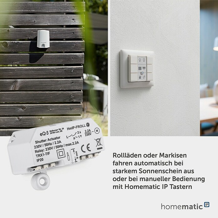 Homematic IP Rollladenschalter (Unterputz, 54 x 41 x 33 mm, Funk)