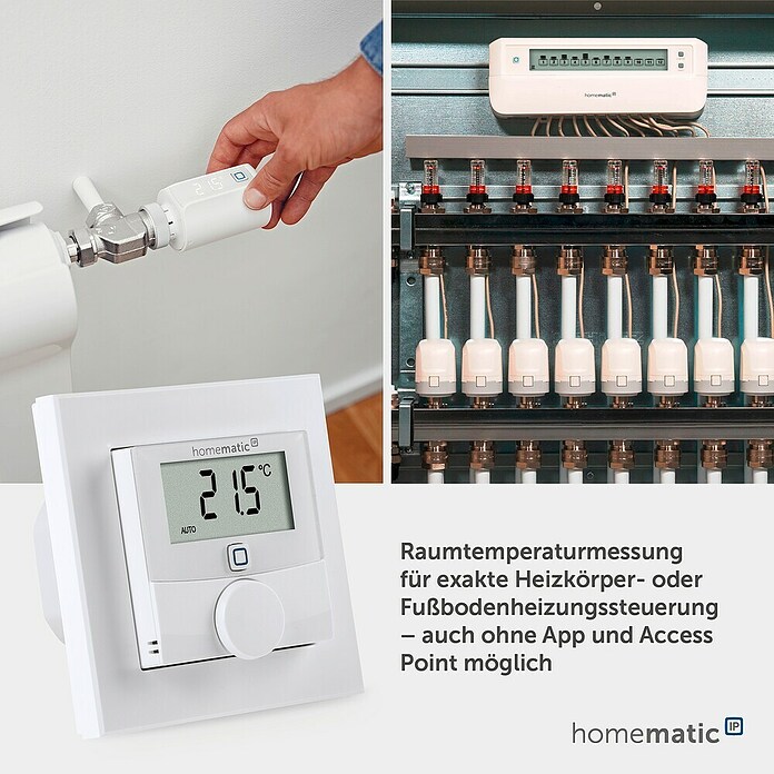 Homematic IP Funk-Raumthermostat (Netzbetrieben, 230 V/50 Hz, 54 x 86 x 86 mm)