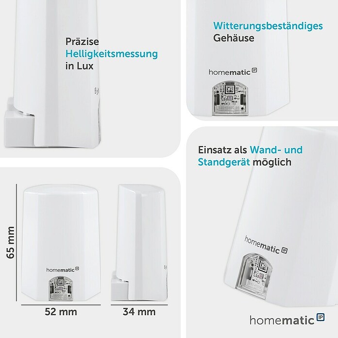 Homematic IP Funk-Lichtsensor (Weiß, 5,2 x 6,5 x 3,4 cm, Batteriebetrieben)