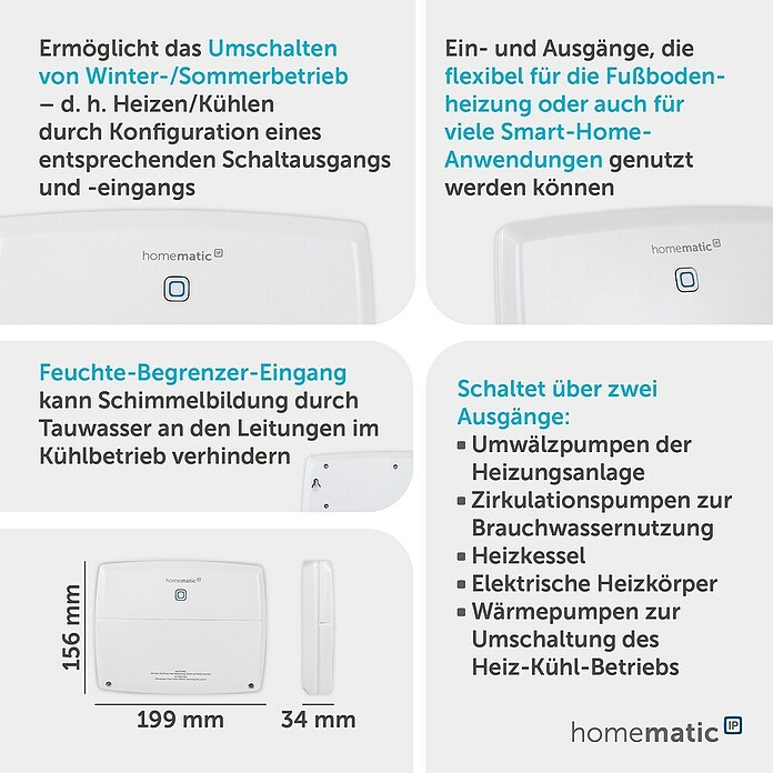 Homematic IP Steuerzentrale Multi IO Box (Weiß, 3,4 x 19,9 x 15,6 cm)