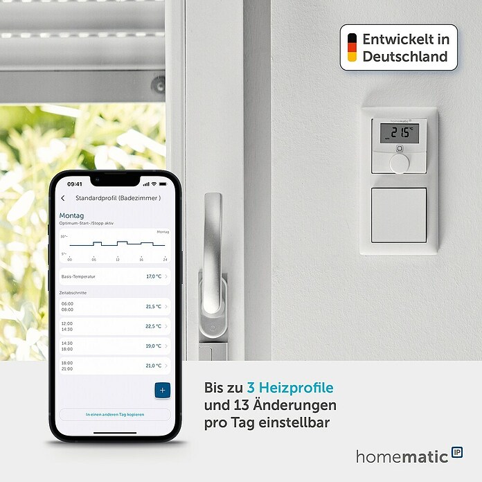 Homematic IP Funk-Raumthermostat (Netzbetrieben, 24 V/50 Hz, 54 x 86 x 86 mm)