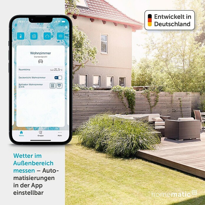 Homematic IP Funk-Wettersensor Plus (Batteriebetrieben, 15 x 35 x 53 cm, Edelstahl)