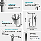 Homematic IP Funk-Wettersensor Pro (Batteriebetrieben, 15 x 40 x 65 cm, Edelstahl)