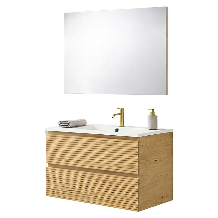 Mueble de lavabo Naomi 2C (L x An x Al: 45 x 80 x 55 cm, Roble garriga) | BAUHAUS