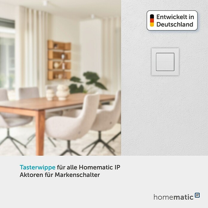 Homematic IP Taster Wippe (Ohne Pfeile, Weiß, 16 x 86 x 86 mm)