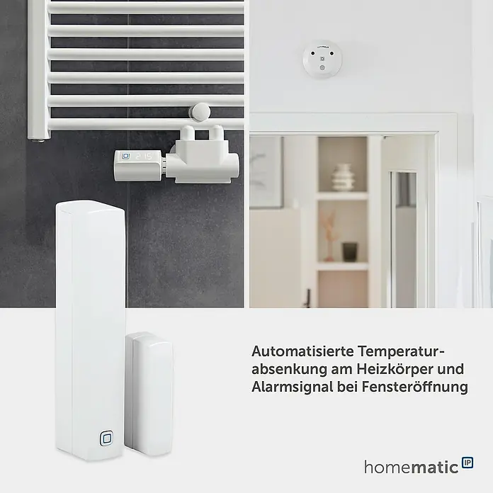 Homematic IP Funk-Fensterkontakt HmIP-SWDM-2 - Weiß, Batteriebetrieben, 25 x 102 x 18 mm - Weiße Homematic IP Smart-Home-Geräte: Heizkörperthermostat, Rauchmelder und Fensterkontakt. Ermöglichen automatisierte Heizungssteuerung und Fenster-offen-Alarme.