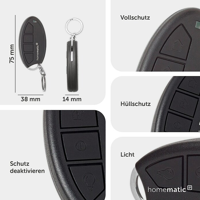 Homematic IP Funkfernbedienung (Schwarz, 14 x 38 x 75 mm)