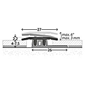 LOGOCLIC Übergangsprofil 322 (Edelstahl matt, 0,9 m x 27 mm, Montageart: Stecken)