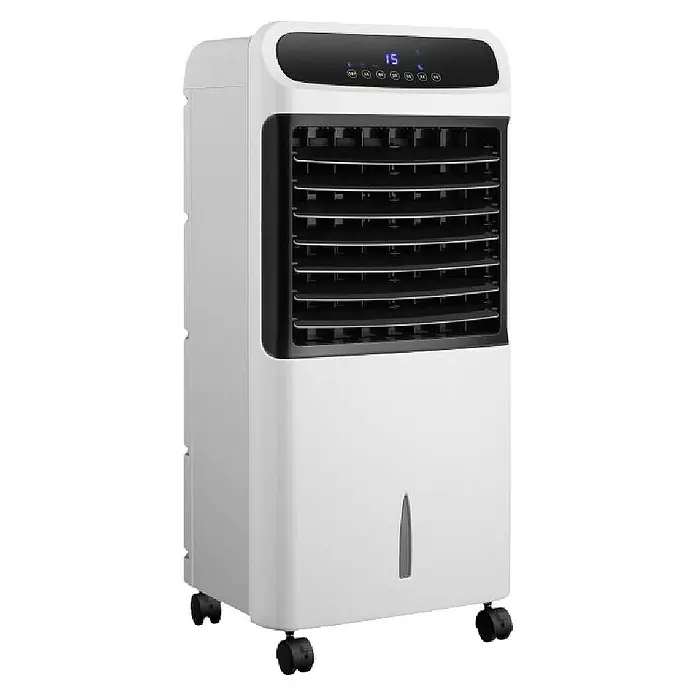 Voltomat Climatizador evaporativo - 12 l, Blanco/Negro, Altura: 83 cm - Enfriador de aire evaporativo portátil blanco y negro con pantalla digital, ventilación frontal y ruedas.
