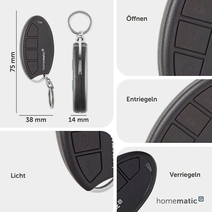 Homematic IP Funkfernbedienung HmIP-KRCK (Passend für: Homematic IP Türschlossantrieb, Schwarz, 75 x 38 x 14 mm) | BAUHAUS