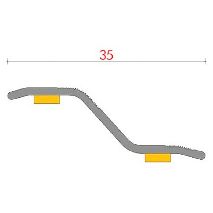 Baglinox Perfil de desnivel estriado Plata (83 cm x 35 mm x 14 mm, Aluminio)