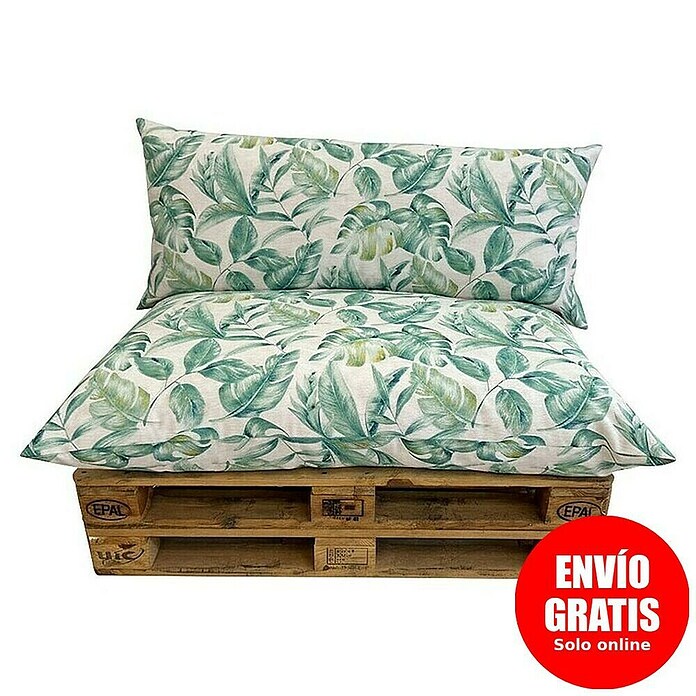 Set cojines para palet Hojas multicolor (120 x 80 x 16 cm, Multicolor, 50% algodón 50% poliéster, 2 ud.) | BAUHAUS