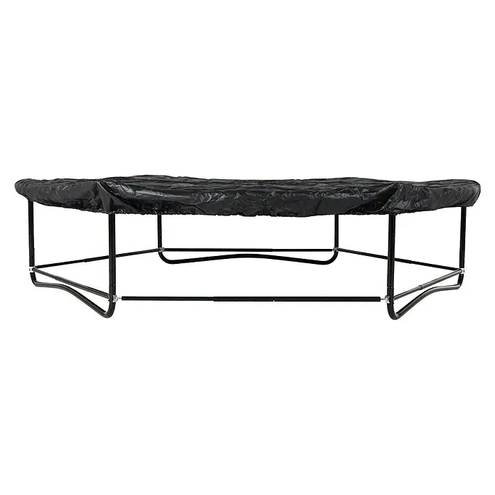 Exit Toys Trampolin Mähroboter-Stopper - Passend für: W-Füße: Fuß-Abstand 60 - 120 cm, Schwarz, 2 Stk. - Schwarzes Trampolin mit schützender schwarzer Abdeckung, Metallgestell sichtbar.