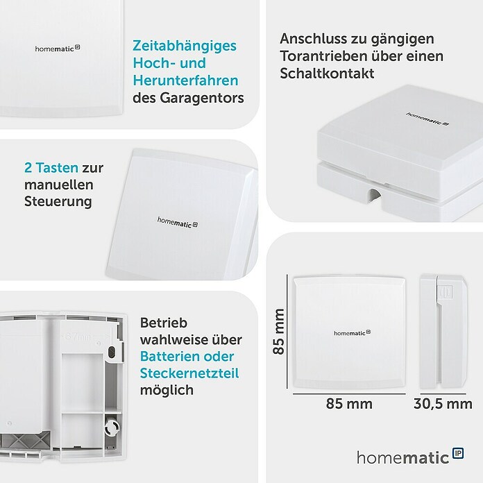 Homematic IP Smartphone-Garagentoröffner HmIP-WGC (30,5 x 85 x 85 mm) | BAUHAUS