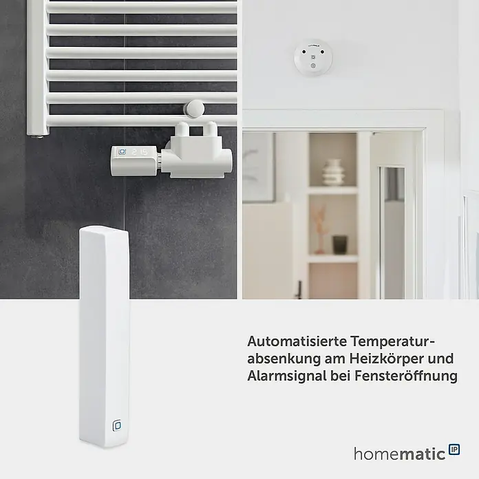 Homematic IP Fenster- & Türsensor HMIP-SWDO-2 - Weiß/Braun, Batteriebetrieben, 102 x 15 x 20 mm - Weißes smartes Heizkörperthermostat, Fenstersensor und Deckenmelder für automatische Heizungsregelung und Fensteröffnungserkennung.