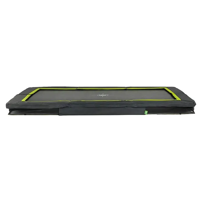 Exit Toys Trampolin Silhouette Sports - L x B x H: 366 cm x 244 cm x 20 mm, Schwarz - Rechteckiges Bodentrampolin mit schwarzem Sprungtuch, grauer Schutzpolsterung und neongelben Akzenten.