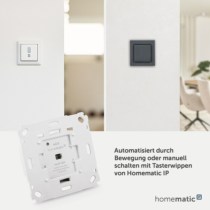 Homematic IP Funk-Lichtschalter Schaltaktor HmIP-BS2 (Unterputz, 37 x 71 x 71 mm) | BAUHAUS