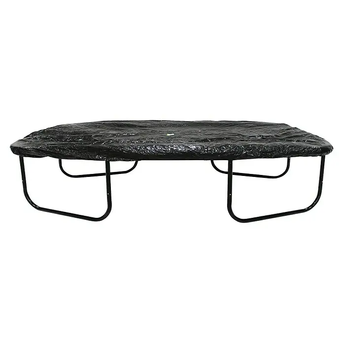 Exit Toys Trampolin-Abdeckplane - 244 x 427 cm, Schwarz - Schwarze Schutzabdeckung auf einem Trampolin mit schwarzen Metallbeinen.