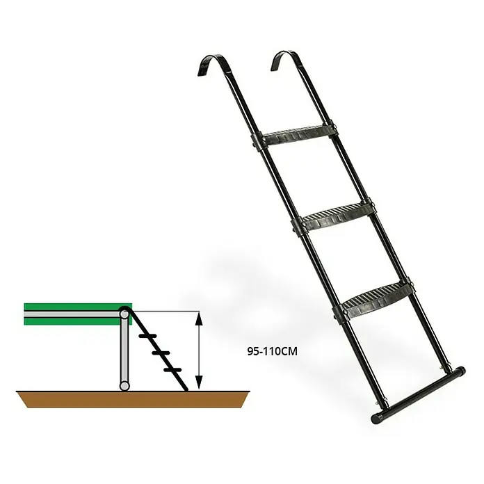 Exit Toys Trampolin-Leiter - Stahl, Schwarz, Passend für: Rahmenhöhe 95 - 110 cm - Schwarze 4-Stufen-Trampolinleiter, höhenverstellbar für 95-110 cm hohe Trampoline.