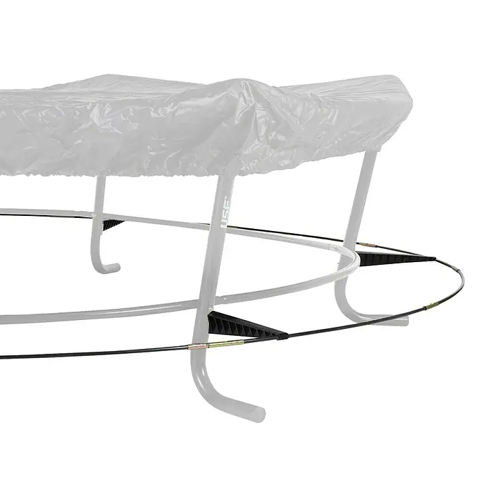 Exit Toys Trampolin Mähroboter-Stopp - Für Trampoline mit Ø 305 cm, Schwarz - Liege mit weißem Gestell und durchsichtiger Plastikabdeckung, Steuerungskabel sichtbar.