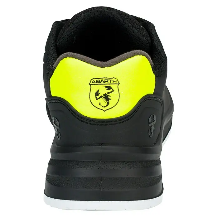 Abarth Zapato bajo de seguridad Thunder - 40, Clase de protección según EN ISO 20345: S3, Negro/Amarillo - Zapatilla negra y amarillo neón con el logo del escorpión Abarth en el talón.