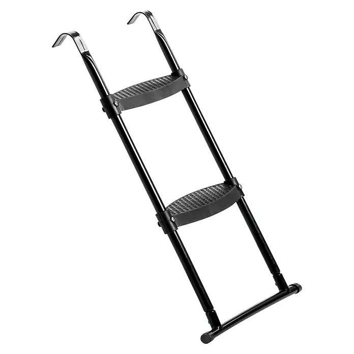 Exit Toys Trampolin-Leiter - Stahl, Schwarz, Passend für: Rahmenhöhe 65 - 80 cm - Schwarze zweistufige Leiter mit rutschfesten Trittflächen und Haken zur Befestigung.