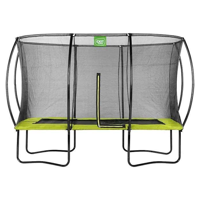 Exit Toys Trampolin Silhouette - L x B x H: 366 x 244 x 274 cm, Grün - Rechteckiges Trampolin mit schwarzem Sicherheitsnetz und lindgrüner Sprungmatte.
